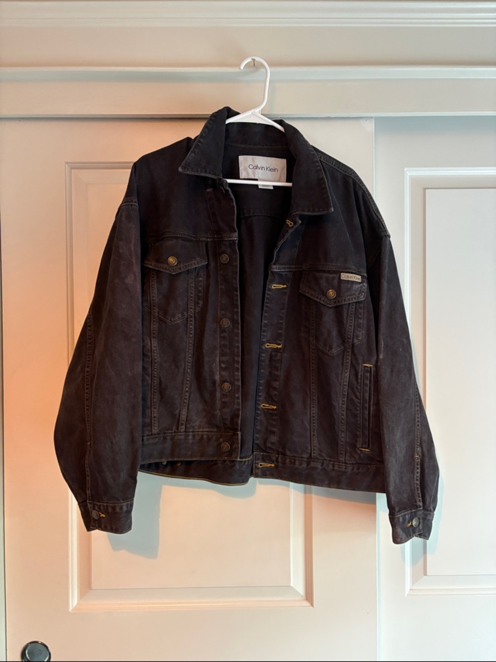 Calvin Klein Washed Black Denim Trucker Jacket
